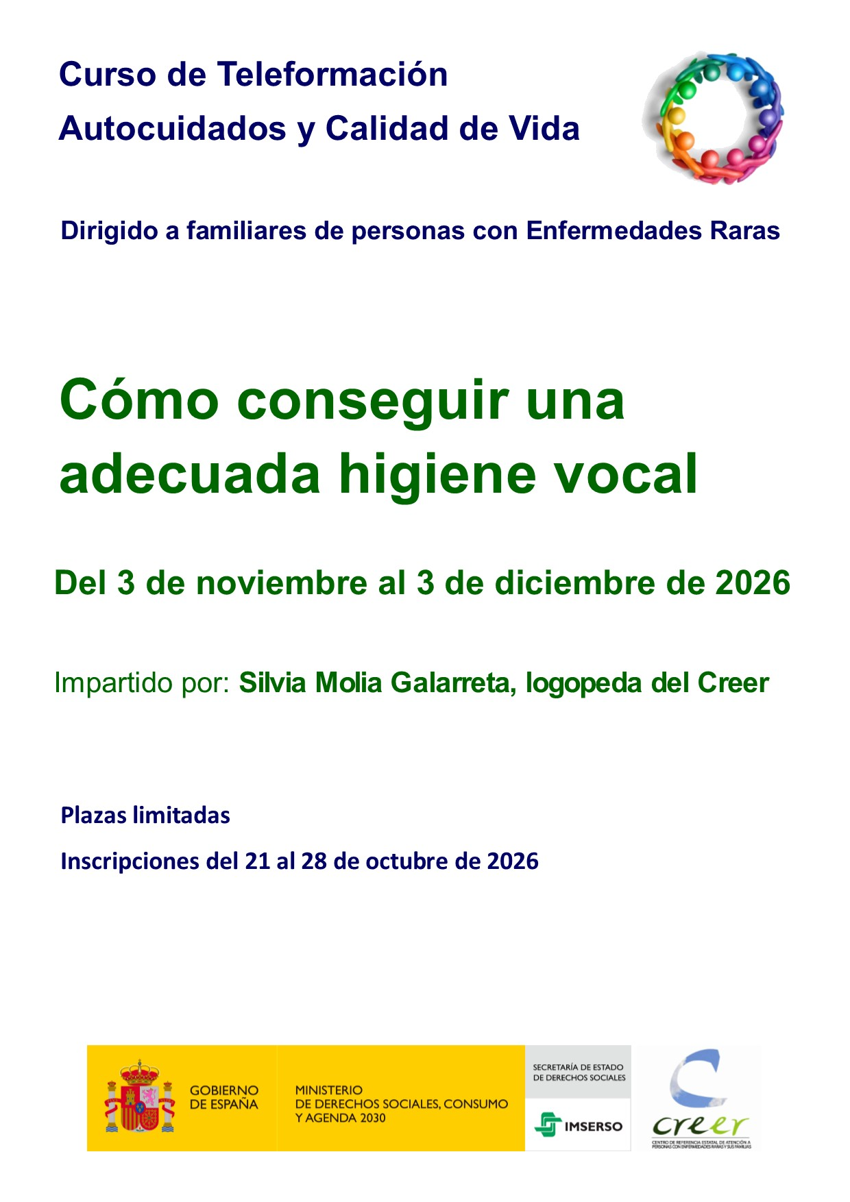 CURSO DE TELEFORMACIÓN DEL CREER: COMO CONSEGUIR UNA ADECUADA HIGIENE VOCAL